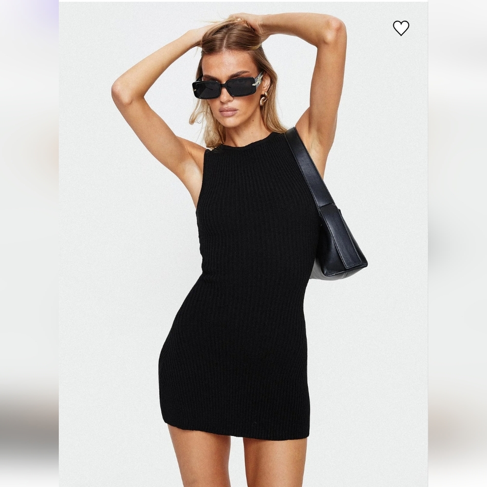 Princess Polly Black Ribbed Mini Dress NWT S/M